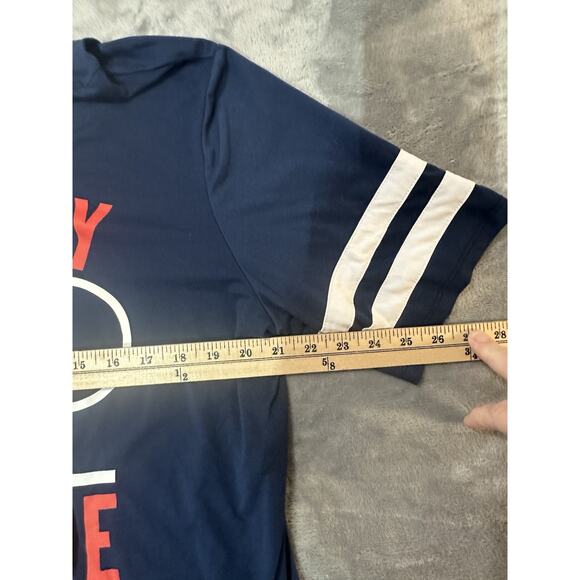 Disney Mickey Mouse Lace-Up Hoodie Tee Navy Juniors XXL Graphic Short Sleeve - Picture 6 of 7